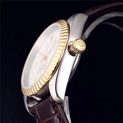 Replica Datejust Japan Miyota 8215 Automatic Mens Watch  White Dial Leather Strap B E125