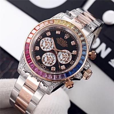 Replica Cosmograph Daytona  A21J Automatic  Mens Watch Black Dial Oyster Bracelet Yellow Gold E128