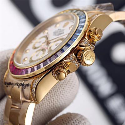 Replica Cosmograph Daytona  A21J Automatic  Mens Watch Black Dial Oyster Bracelet Yellow Gold E128