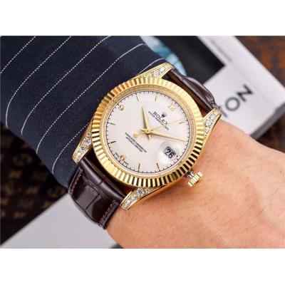 Replica Datejust Japan Miyota 8215 Automatic Mens Watch White Dial Leather Strap E131