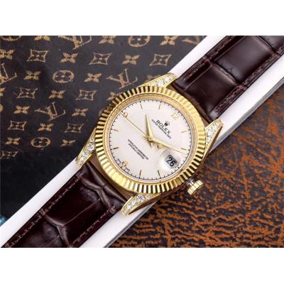 Replica Datejust Japan Miyota 8215 Automatic Mens Watch White Dial Leather Strap E131