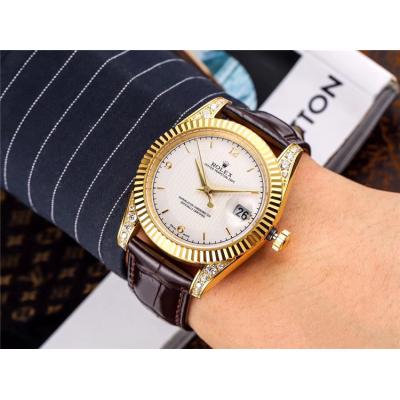 Replica Datejust Japan Miyota 8215 Automatic Mens Watch White Dial Leather Strap E131