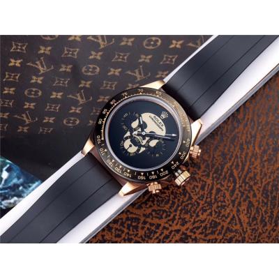 Replica Cosmograph Daytona Japan Quartz Chronograph Mens Watch  Skull Graffiti Dial Rubber Strap E132