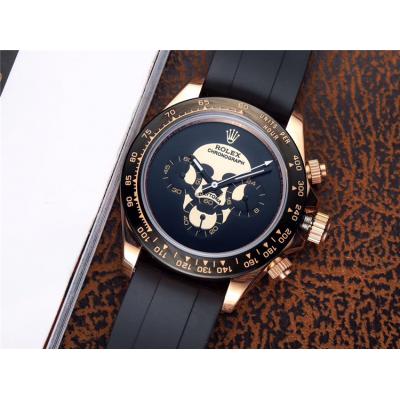 Replica Cosmograph Daytona Japan Quartz Chronograph Mens Watch  Skull Graffiti Dial Rubber Strap E132