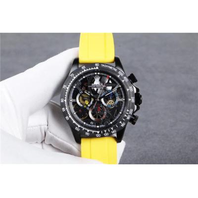 Replica Cosmograph Daytona A21J Automatic Movement Mens Watch Skeleton Dial Rubber Strap A 140