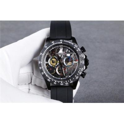 Replica Cosmograph Daytona A21J Automatic Movement Mens Watch Skeleton Dial Rubber Strap A 140