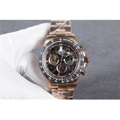 Replica Cosmograph Daytona A21J Automatic  Mens Watch Skeleton Dial Oyster Bracelet Yellow Gold B E140