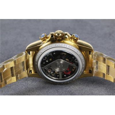 Replica Cosmograph Daytona A21J Automatic  Mens Watch Skeleton Dial Oyster Bracelet Yellow Gold B E140