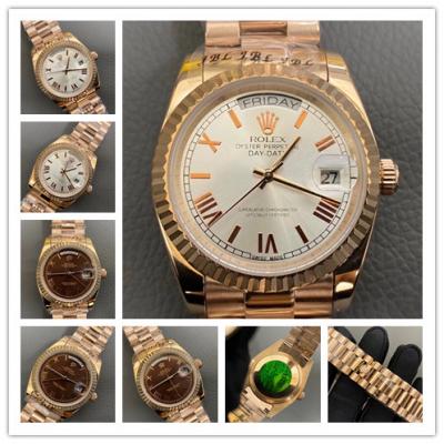 Replica Day-Date A2813 Automatic Movement Mens Watch White Dial Oyster Bracelet Rose Gold E143