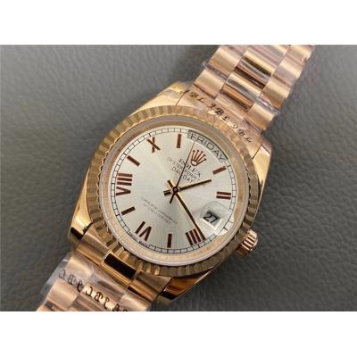 Replica Day-Date A2813 Automatic Movement Mens Watch White Dial Oyster Bracelet Rose Gold E143