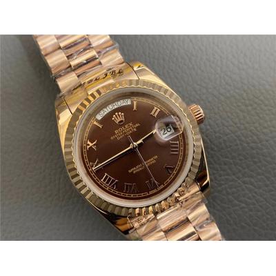 Replica Day-Date A2813 Automatic Movement Mens Watch White Dial Oyster Bracelet Rose Gold E143