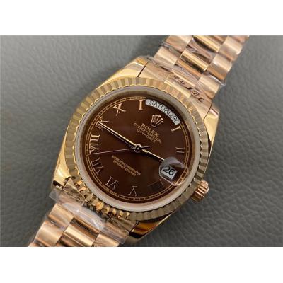 Replica Day-Date A2813 Automatic Movement Mens Watch White Dial Oyster Bracelet Rose Gold E143