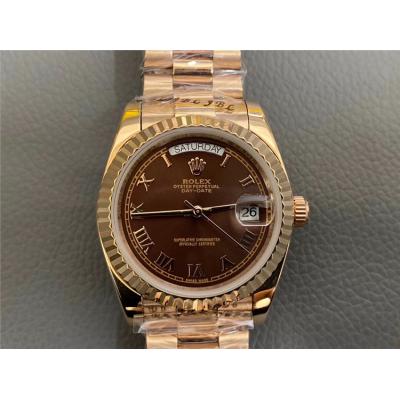 Replica Day-Date A2813 Automatic Movement Mens Watch White Dial Oyster Bracelet Rose Gold E143