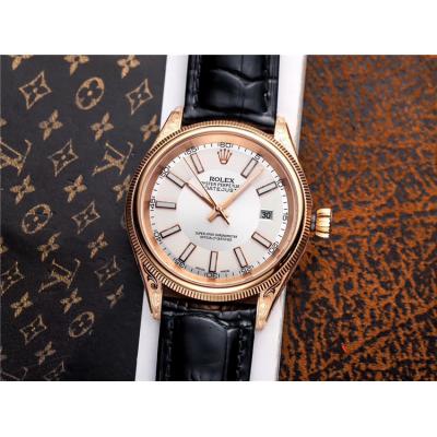 Replica Datejust Japan Miyota 8215 Automatic Mens Watch White Dial Leather Strap E146