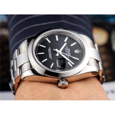 Replica Datejust A2824 Automatic Movement Mens Watch Black Dial Oyster Bracelet SS B E147