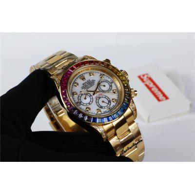 Replica Cosmograph Daytona A21J Automatic  Mens Watch White Dial Oyster Bracelet Yellow Gold E159