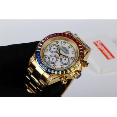 Replica Cosmograph Daytona A21J Automatic  Mens Watch White Dial Oyster Bracelet Yellow Gold E159