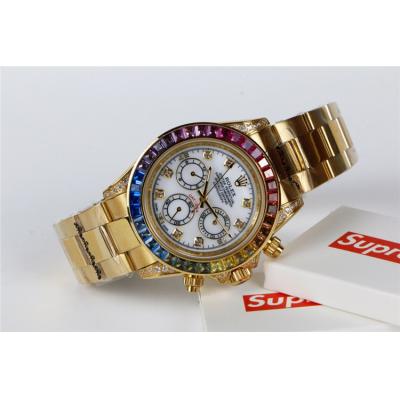 Replica Cosmograph Daytona A21J Automatic  Mens Watch White Dial Oyster Bracelet Yellow Gold E159