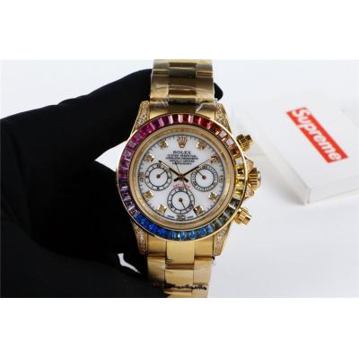 Replica Cosmograph Daytona A21J Automatic  Mens Watch White Dial Oyster Bracelet Yellow Gold E159