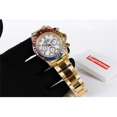 Replica Cosmograph Daytona A21J Automatic  Mens Watch White Dial Oyster Bracelet Yellow Gold E159