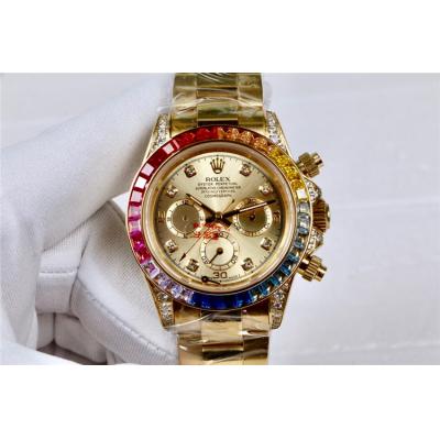 Replica Cosmograph Daytona  A21J Automatic Movement Mens Watch Gold Dial Oyster Bracelet Yellow Gold E162