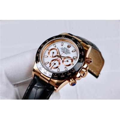 Replica Cosmograph Daytona  A21J Automatic  Mens Watch White Dial  Leather Strap E164