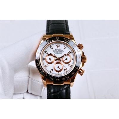 Replica Cosmograph Daytona  A21J Automatic  Mens Watch White Dial  Leather Strap E164