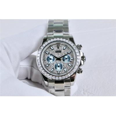 Replica Cosmograph Daytona A21J Automatic  Mens Watch Full Diamonds Dial Oyster Bracelet SS E165