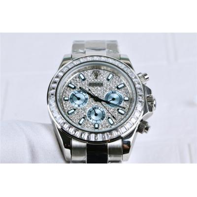 Replica Cosmograph Daytona A21J Automatic  Mens Watch Full Diamonds Dial Oyster Bracelet SS E165