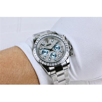 Replica Cosmograph Daytona A21J Automatic  Mens Watch Full Diamonds Dial Oyster Bracelet SS E165