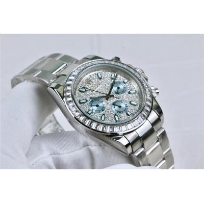 Replica Cosmograph Daytona A21J Automatic  Mens Watch Full Diamonds Dial Oyster Bracelet SS E165