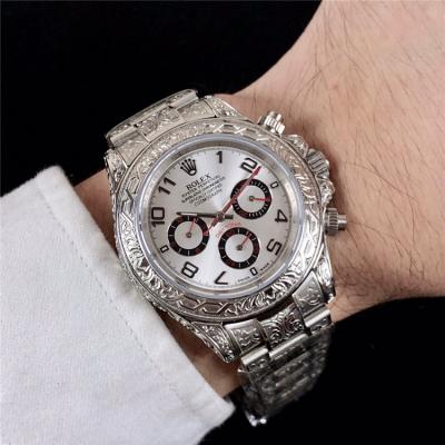 Replica Cosmograph Daytona A21J Automatic  Mens Watch White Dial Vintage Engraving Bracelet SS A E168