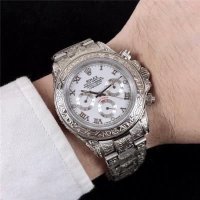 Replica Cosmograph Daytona A21J Automatic  Mens Watch White Dial Vintage Engraving Bracelet SS A E168