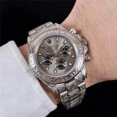 Replica Cosmograph Daytona A21J Automatic  Mens Watch White Dial Vintage Engraving Bracelet SS A E168