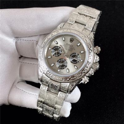 Replica Cosmograph Daytona A21J Automatic  Mens Watch White Dial Vintage Engraving Bracelet SS A E168