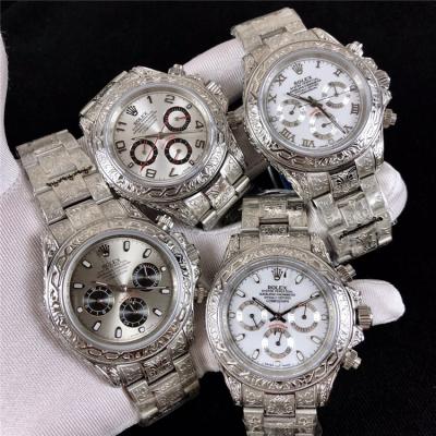 Replica Cosmograph Daytona A21J Automatic  Mens Watch White Dial Vintage Engraving Bracelet SS A E168