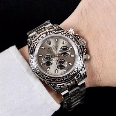 Replica Cosmograph Daytona A21J Automatic  Mens Watch Black Dial Vintage Engraving Bracelet SS B E168