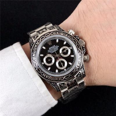 Replica Cosmograph Daytona A21J Automatic  Mens Watch Black Dial Vintage Engraving Bracelet SS B E168