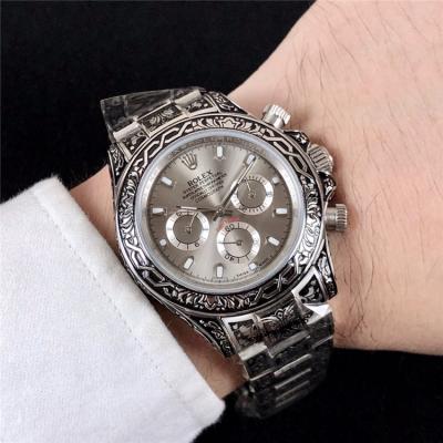 Replica Cosmograph Daytona A21J Automatic  Mens Watch Black Dial Vintage Engraving Bracelet SS B E168