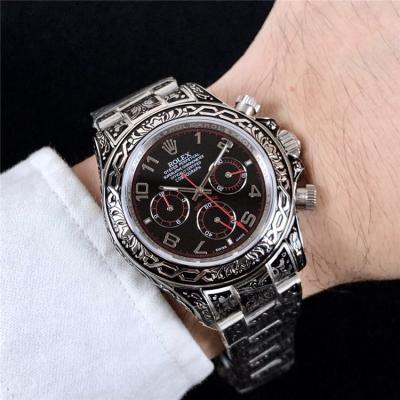 Replica Cosmograph Daytona A21J Automatic  Mens Watch Black Dial Vintage Engraving Bracelet SS B E168