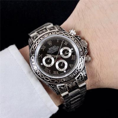 Replica Cosmograph Daytona A21J Automatic  Mens Watch Black Dial Vintage Engraving Bracelet SS B E168