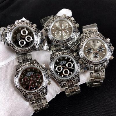 Replica Cosmograph Daytona A21J Automatic  Mens Watch Black Dial Vintage Engraving Bracelet SS B E168