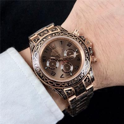 Replica Cosmograph Daytona A21J Automatic  Mens Watch White Dial Vintage Engraving Bracelet Rose Gold C E168