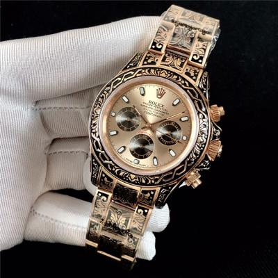 Replica Cosmograph Daytona A21J Automatic  Mens Watch White Dial Vintage Engraving Bracelet Rose Gold C E168