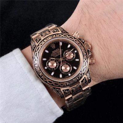 Replica Cosmograph Daytona A21J Automatic  Mens Watch White Dial Vintage Engraving Bracelet Rose Gold C E168