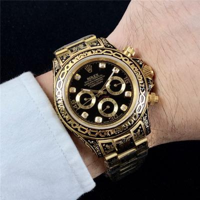 Replica Cosmograph Daytona A21J Automatic  Mens Watch Gold Dial Vintage Engraving Bracelet Yellow Gold D E168