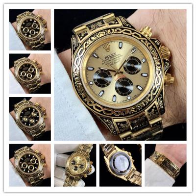 Replica Cosmograph Daytona A21J Automatic  Mens Watch Gold Dial Vintage Engraving Bracelet Yellow Gold D E168