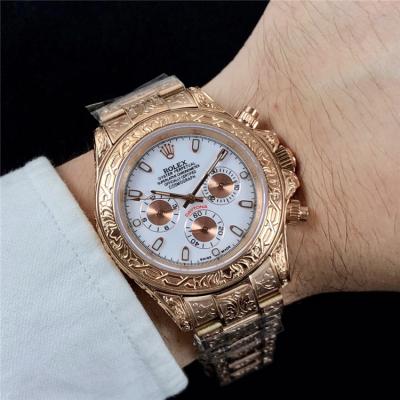 Replica Cosmograph Daytona A21J Automatic  Mens Watch White Dial Vintage Engraving Bracelet Rose Gold E E168