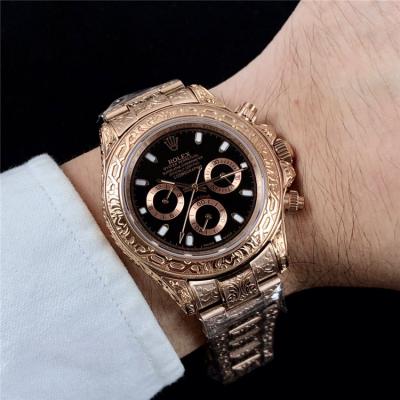 Replica Cosmograph Daytona A21J Automatic  Mens Watch White Dial Vintage Engraving Bracelet Rose Gold E E168