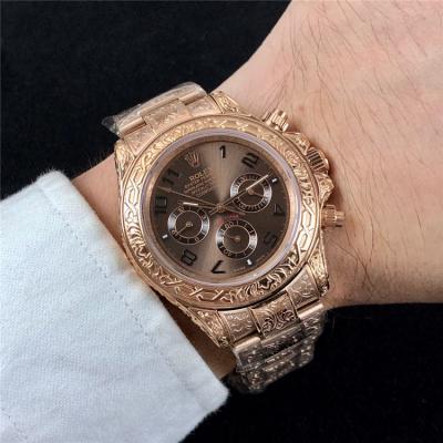 Replica Cosmograph Daytona A21J Automatic  Mens Watch White Dial Vintage Engraving Bracelet Rose Gold E E168